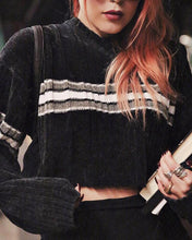 Load image into Gallery viewer, Striped Colorblock Long Sleeve Loose Cropped Sweater