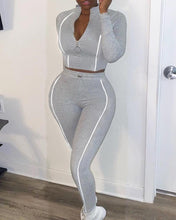 Load image into Gallery viewer, Color Border Long Sleeve Zipper Closure Suit Sets