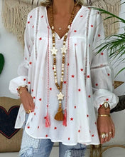 Load image into Gallery viewer, Printing Lace Stitching Long Sleeve Blouse