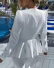 Load image into Gallery viewer, Ruffles Solid Long Sleeve Blazer Coat