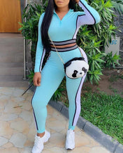 Load image into Gallery viewer, Colorblock Striped Long Sleeve Skinny Suit Sets