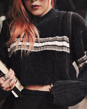 Load image into Gallery viewer, Striped Colorblock Long Sleeve Loose Cropped Sweater