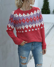 Load image into Gallery viewer, Color Block Christmas Long Sleeve Sweater