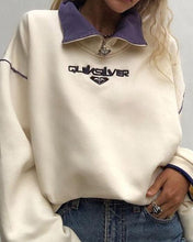 Load image into Gallery viewer, Colorblock Embroidery Long Sleeve Loose Sweatshirts