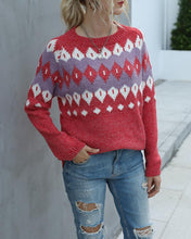 Load image into Gallery viewer, Color Block Christmas Long Sleeve Sweater