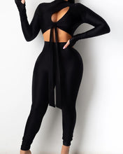 Load image into Gallery viewer, Solid Long Sleeve Skinny Cut-out Lace-up Suit Sets