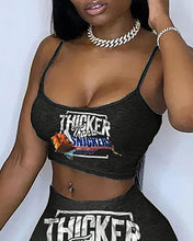 Load image into Gallery viewer, Letter Cartoon Print Crop Top & High Waist Pants Set