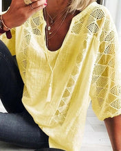 Load image into Gallery viewer, Stitching Lace 3/4 sleeve Blouse