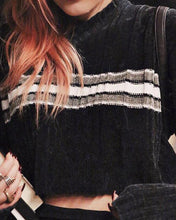 Load image into Gallery viewer, Striped Colorblock Long Sleeve Loose Cropped Sweater