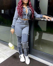 Load image into Gallery viewer, Stitching High Waist Slim Jean Pants