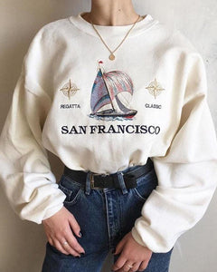 Printing Long Sleeve Loose Sweatshirt