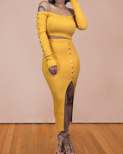 Load image into Gallery viewer, Solid Long Sleeve Skinny Knitted Split Hem Skirt Suit Sets
