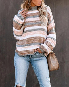 Stitching Long Sleeve Loose Sweater