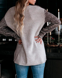 Colorblock Long Sleeve Knit Casual Sweater