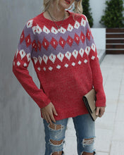 Load image into Gallery viewer, Color Block Christmas Long Sleeve Sweater
