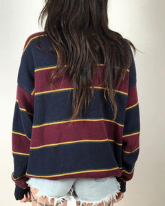 Striped Colorblock Long Sleeve Sweater