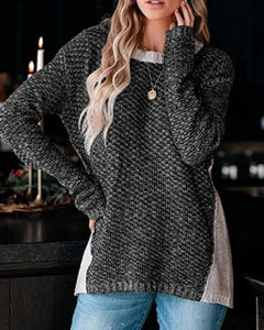 Colorblock Long Sleeve Knit Casual Sweater