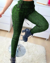 Load image into Gallery viewer, High Waist Glitter Buckled Skinny Pants
