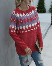 Load image into Gallery viewer, Color Block Christmas Long Sleeve Sweater
